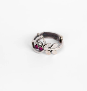 Simulated Ruby Oxidized Silver Ring