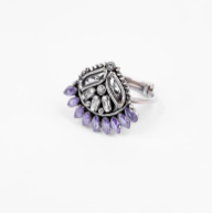 Simulated Amethyst Oxidized Silver Ring