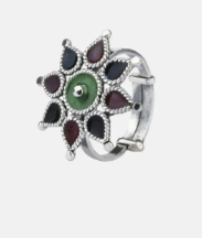 Pearl Studded Oxidized Silver Ring