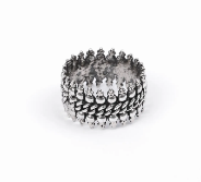 Simulated Stone Studded Oxidized Silver Ring