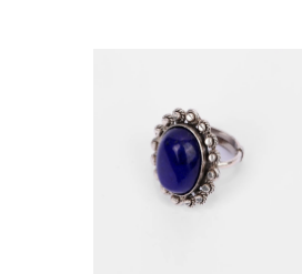 Simulated Stone Studded Oxidized Silver Ring