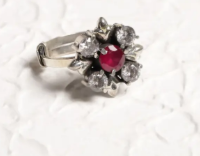 Simulated Stone Studded Oxidized Silver Ring
