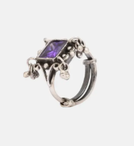 Simulated Stone Studded Oxidized Silver Ring