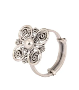 Simulated Ruby Oxidized Silver Ring
