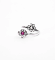 Stone Studded Oxidized Silver Ring