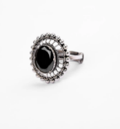 Stone Studded Oxidized Silver Ring