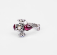 Stone Studded Oxidized Silver Ring