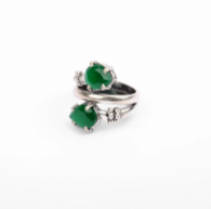 Simulated Stone Studded Oxidized Silver Ring