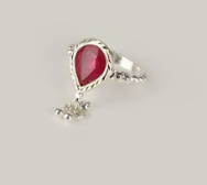 Simulated Stone Studded Oxidized Silver Ring