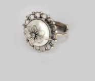Simulated Stone Studded Oxidized Silver Ring