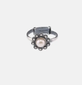 Simulated Stone Studded Oxidized Silver Ring