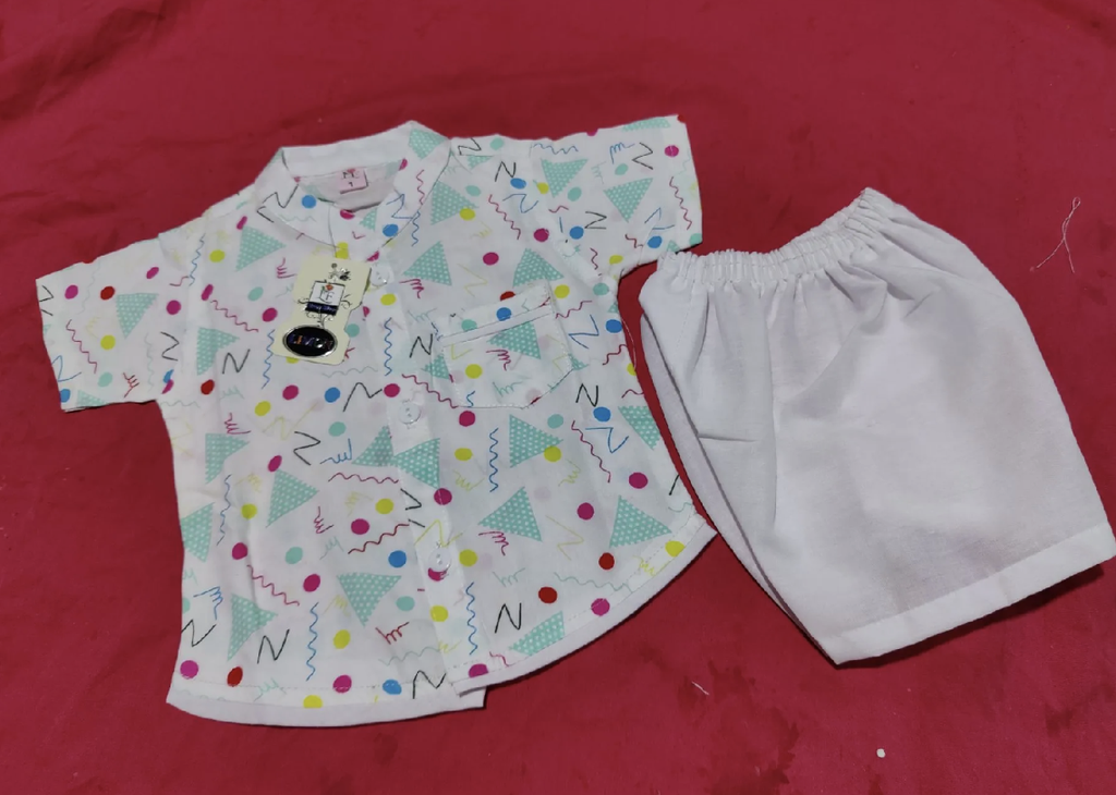 Baby Boy Cotton Shirt & Shorts Set - Kids Half Sleeve Printed Summer Dress