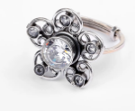 Simulated Stone Studded Silver Ring