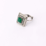 Simulated Stone Studded Oxidized Silver Ring