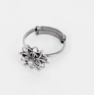 Simulated Stone Studded Oxidized Silver Ring