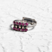 Simulated Stone Studded Oxidized Silver Ring