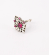 Simulated Stone Studded Oxidized Silver Ring