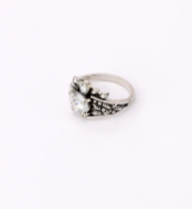 Simulated Stone Studded Oxidized Silver Ring
