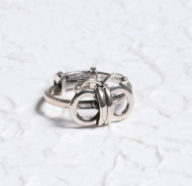 Simulated Stone Studded Oxidized Silver Ring