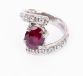 Simulated Stone Studded Oxidized Silver Ring