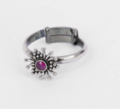 Simulated Stone Oxidized Silver Ring