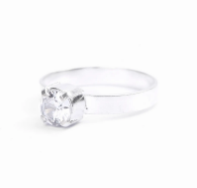 Simulated Stone Oxidized Silver Ring