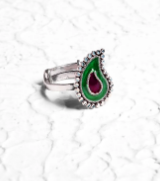 Simulated Stone Oxidized Silver Ring
