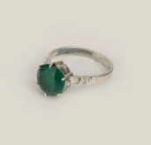 Simulated Stone Studded Oxidized Silver Ring