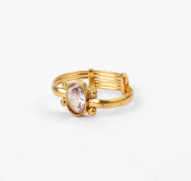 White Stone Brass Ring
