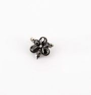 Simulated Stone Studded Oxidized Silver Nose Pin