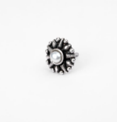 Simulated Ruby Oxidized Silver Ring