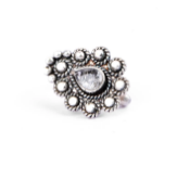 Simulated Ruby Oxidized Silver Ring