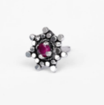 Simulated Ruby Oxidized Silver Ring