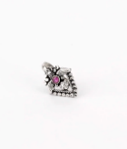 Simulated Ruby Oxidized Silver Nose Pin