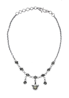 Simulated Stone Studded Silver Ankle