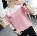 Trendy Stylish Fashion tops ladies short sleeve casual t-shirt for grail