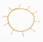 Pearl Studded Brass Anklet