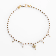 Pearl and Beads Studded Brass Anklet