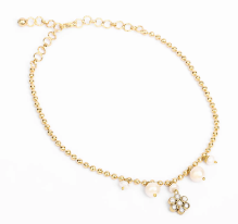 Pearl and Beads Studded Brass Anklet