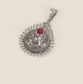 Pearl Studded Oxidized Silver Locket