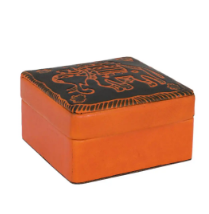 Tan Embossed Leather Jewellery Box