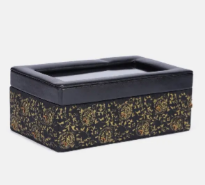 Black Printed and Erri Embroidered Mixed Silk Chosha Box