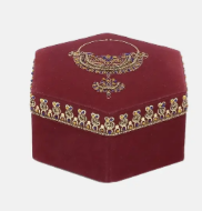Red Printed and Erri Embroidered Velvet Jewellery Box