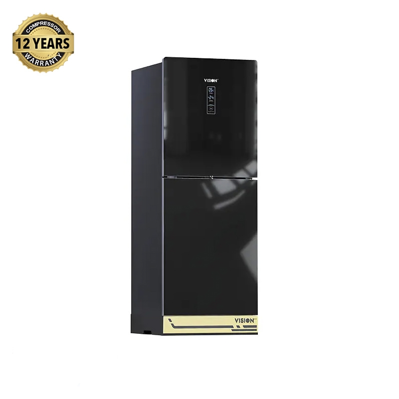 VISION RE-285 Liter Non Frost Glass Door Top Mount Refrigerator Black
