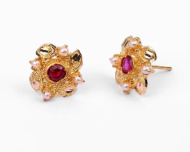 Pearl and Simulated Stone Gold Earring