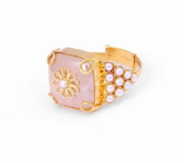 Simulated Onyx Gold Finger Ring