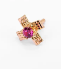 Simulated Ruby Gold Nose Pin