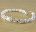 Ladies Bracelet Sliver Plated Chain Women. Luxury Silver Wedding Bangles Fine Jewelry -Bracelets for Women