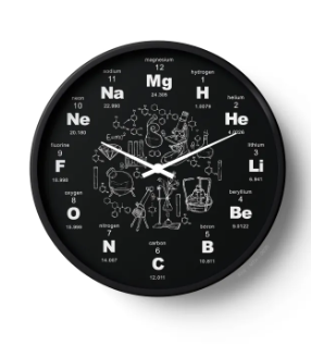 Periodic Table Wall Clock | Science Chemistry Clock for Students and Teachers