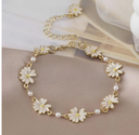 Chic Sunflower and Daisy Bracelet Alloy Adjustable Hypoallergenic Summer Fashion Accessory-color:-Gold